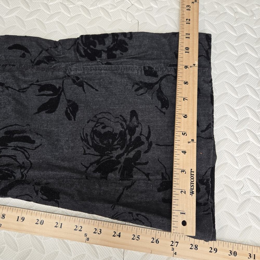 Pilcro High Rise Black Floral Velvet‎ Flare Jeans 30 Whimsygoth Fairy Grunge - Picture 12 of 13